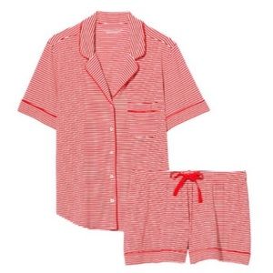 In Package! VICTORIA'S SECRET Modal Short Pajama Set Lipstick Red Stripe S M XL